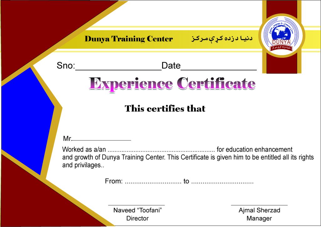 experience certificate
